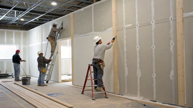 Sheeting metal building with drywall